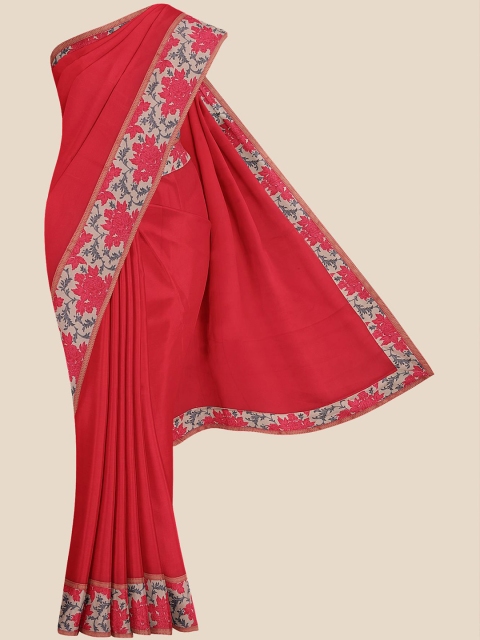 

KLM Fashion Mall Red & Grey Solid Saree