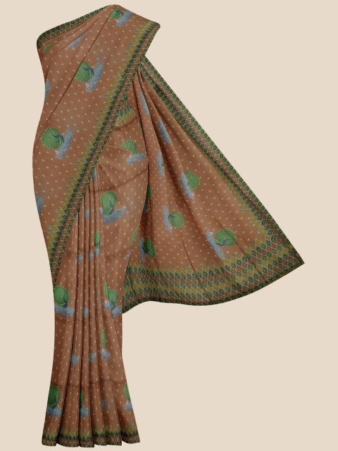 

KLM Fashion Mall Brown & Green Ethnic Motifs Banarasi Saree