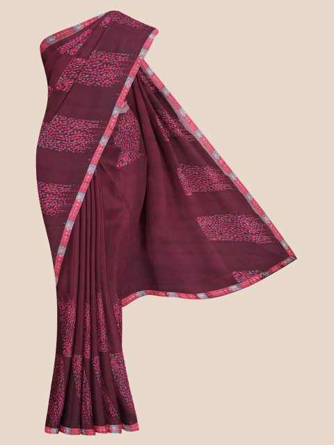 

KLM Fashion Mall Maroon & Pink Printed Saree