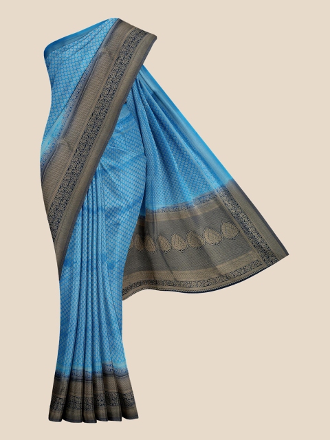 

KLM Fashion Mall Blue & Navy Blue Ethnic Motifs Silk Blend Banarasi Saree