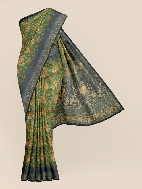 

KLM Fashion Mall Green & Yellow Kalamkari Banarasi Saree