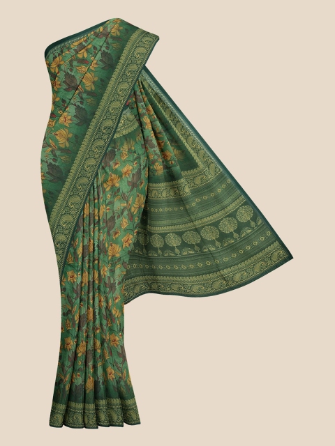 

KLM Fashion Mall Green & Yellow Kalamkari Banarasi Saree