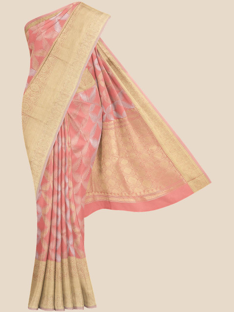 

KLM Fashion Mall Pink & Gold-Coloured Silk Blend Banarasi Saree