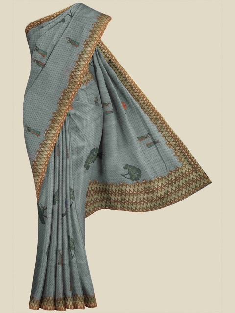 

KLM Fashion Mall Grey & Brown Ethnic Motifs Banarasi Saree