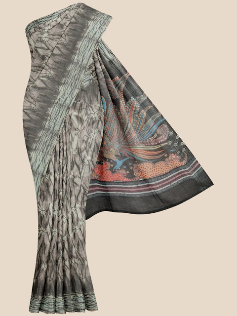 

KLM Fashion Mall Brown & Grey Kalamkari Banarasi Saree