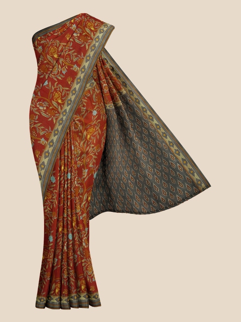 

KLM Fashion Mall Maroon & Grey Kalamkari Banarasi Saree