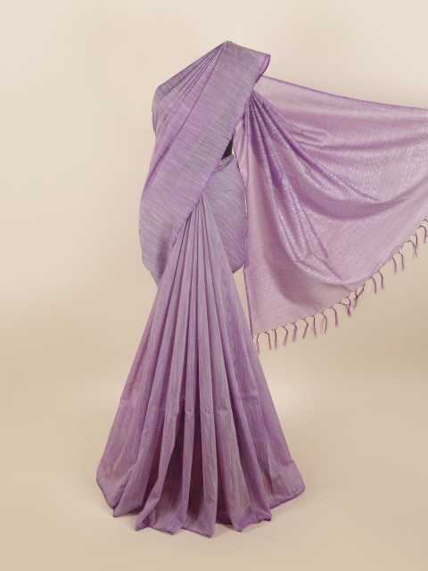 

Pothys Violet & Silver-Toned Jute Silk Saree