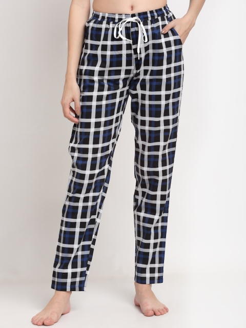 

Claura Women Black & White Checked Pure Cotton Lounge Pants