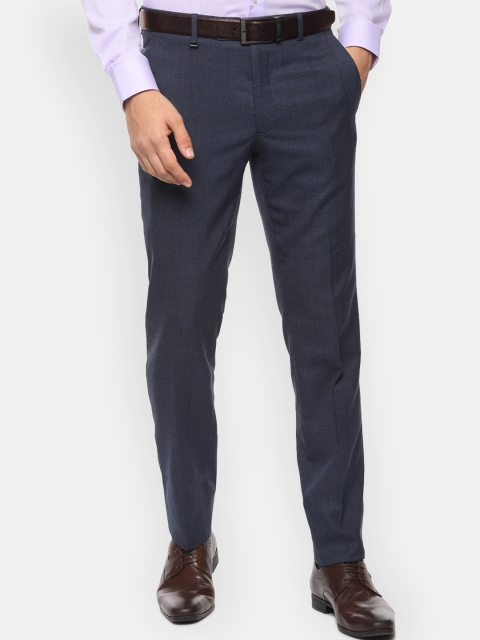 

Van Heusen Men Navy Blue Slim Fit Formal Trousers