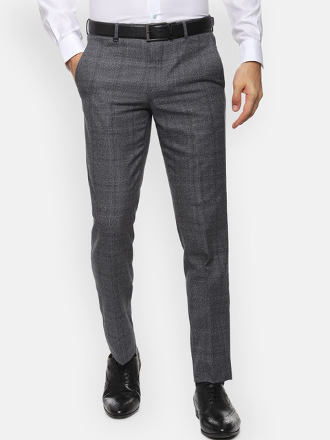 

Van Heusen Men Grey Textured Slim Fit Formal Trousers