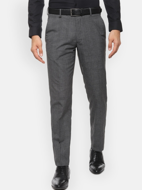 

Van Heusen Men Grey Textured Slim Fit Formal Trousers