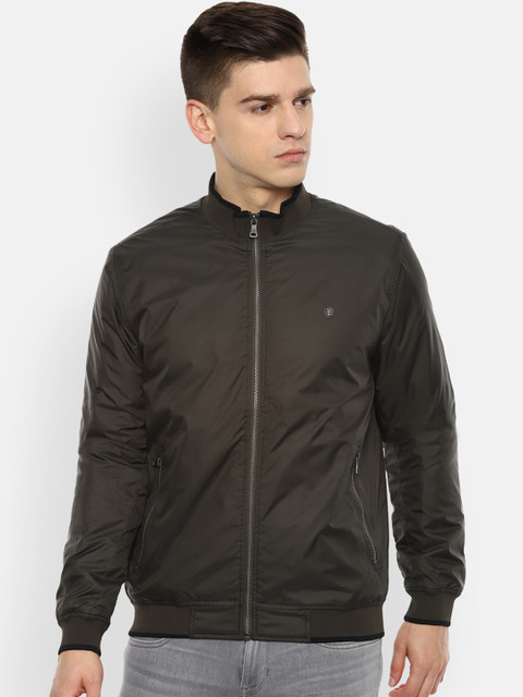 

Louis Philippe Men Olive Green Bomber Jacket