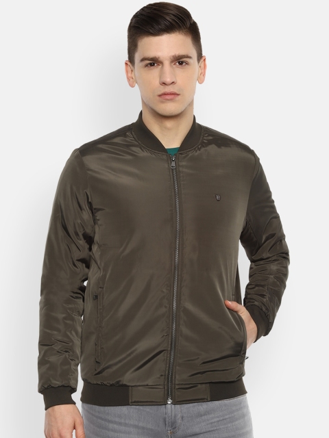 

Louis Philippe Men Olive Green Bomber Jacket