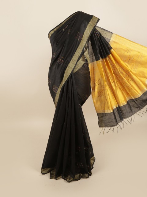 

Pothys Black Woven Design Jute Silk Saree
