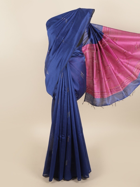 

Pothys Blue & Pink Woven Design Jute Silk Saree