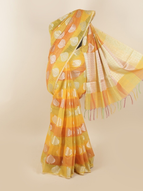 

Pothys Yellow & Orange Ethnic Motifs Zari Saree