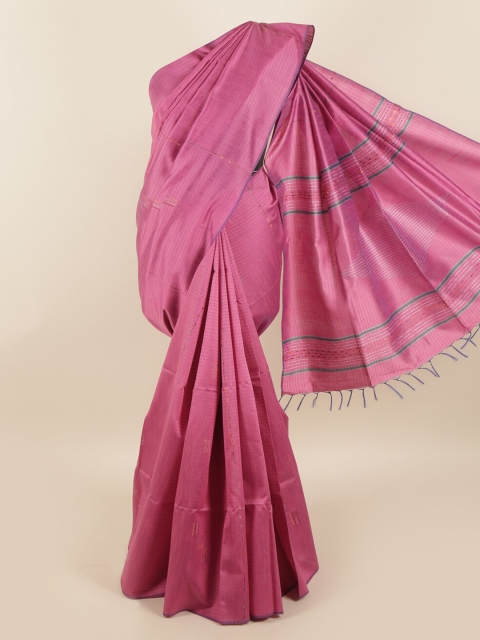 

Pothys Pink & Brown Zari Jute Silk Saree