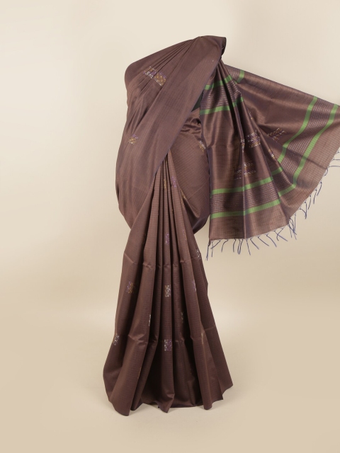

Pothys Brown & Green Woven Design Jute Silk Saree