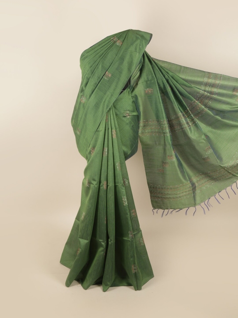 

Pothys Green & Brown Woven Design Jute Silk Saree