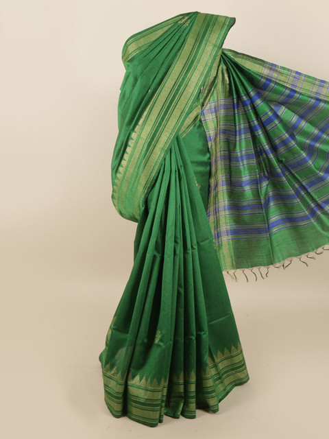

Pothys Green & Blue Jute Silk Saree