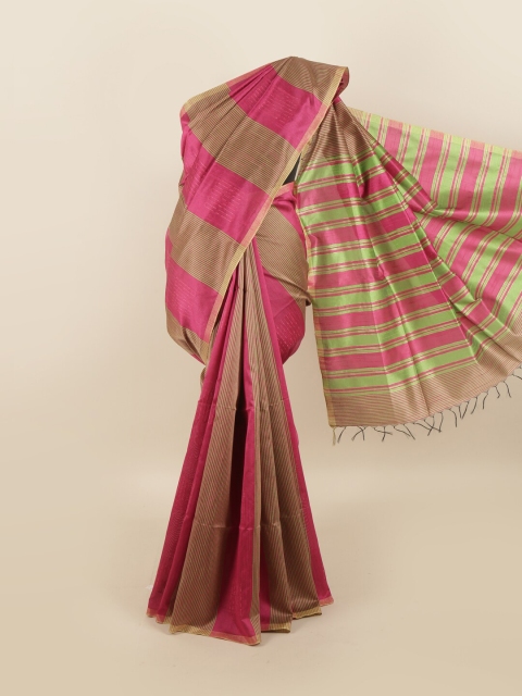 

Pothys Pink & Beige Striped Jute Silk Saree