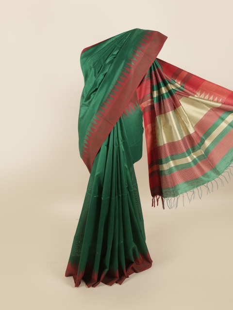 

Pothys Green & Red Jute Silk Saree