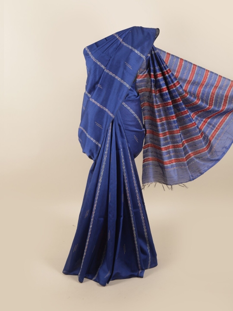 

Pothys Blue & Red Striped Jute Silk Saree