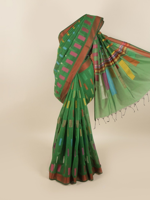 

Pothys Green & Red Jute Silk Saree