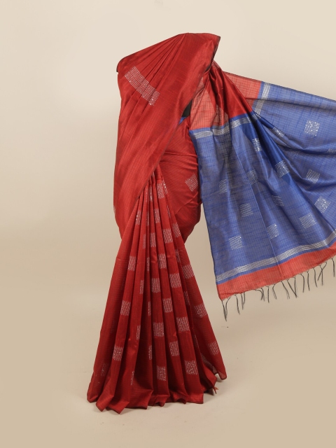 

Pothys Red & Blue Jute Silk Saree