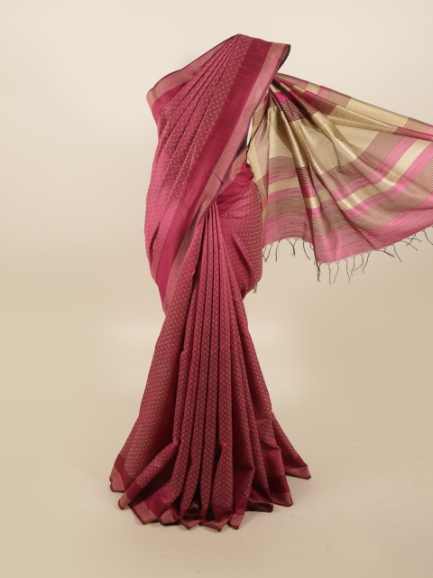 

Pothys Pink & Gold-Toned Jute Silk Saree