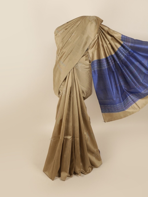

Pothys Beige & Blue Jute Silk Saree