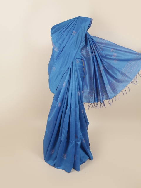 

Pothys Blue Embroidered Jute Silk Saree