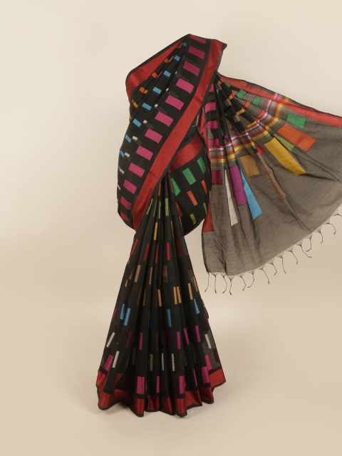 

Pothys Black & Red Jute Silk Saree