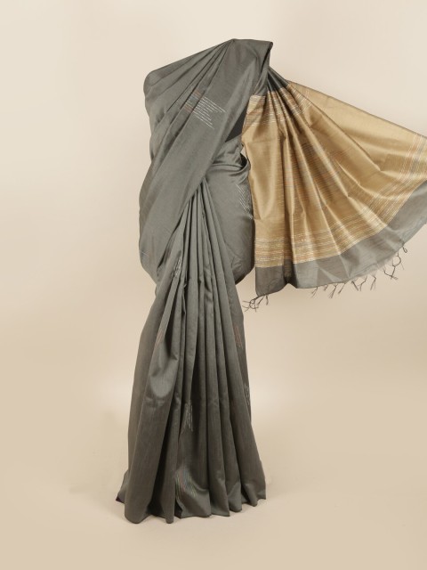 

Pothys Grey & Champagne Embroidered Jute Silk Saree