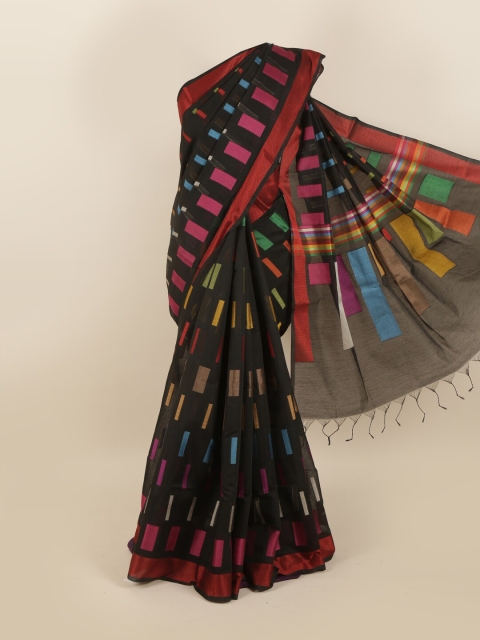 

Pothys Black & Red Jute Silk Saree