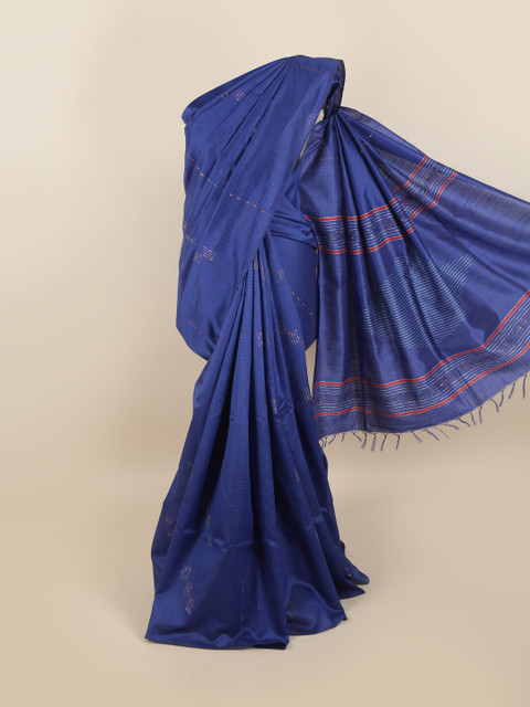 

Pothys Blue & Silver-Toned Embroidered Jute Silk Saree