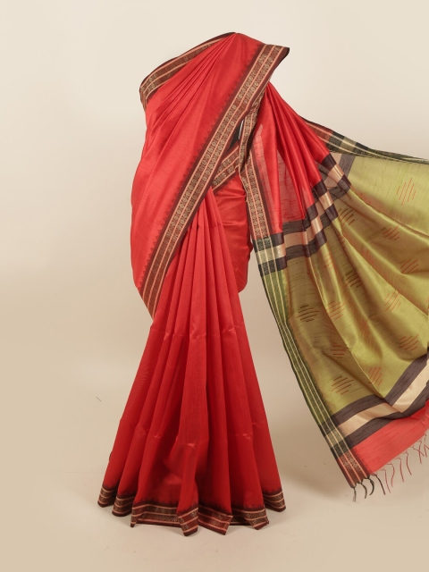 

Pothys Red & Gold-Toned Zari Jute Silk Saree
