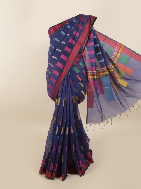 

Pothys Navy Blue & Pink Jute Silk Saree
