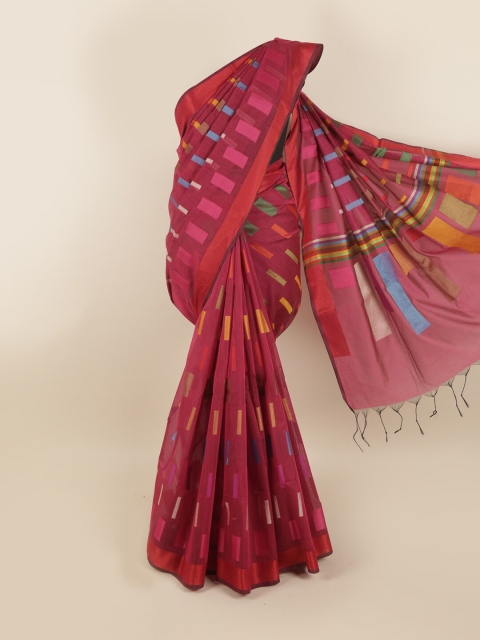 

Pothys Pink & Yellow Jute Silk Saree