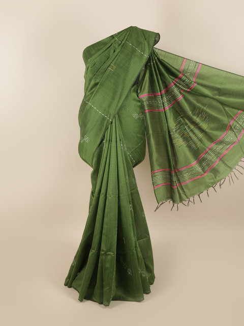 

Pothys Green & Pink Embroidered Jute Silk Saree