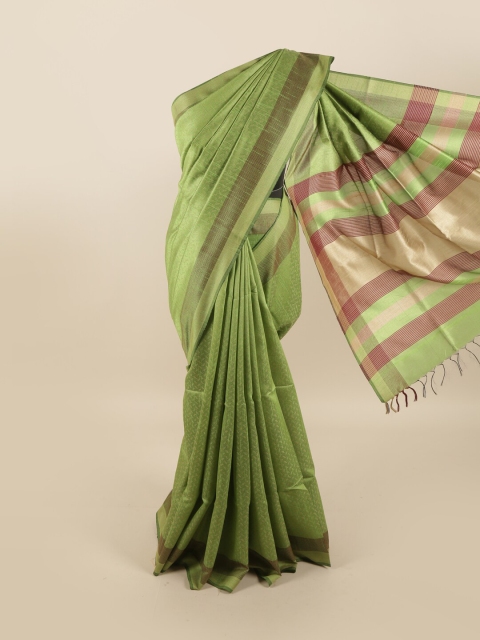 

Pothys Green & Brown Jute Silk Saree