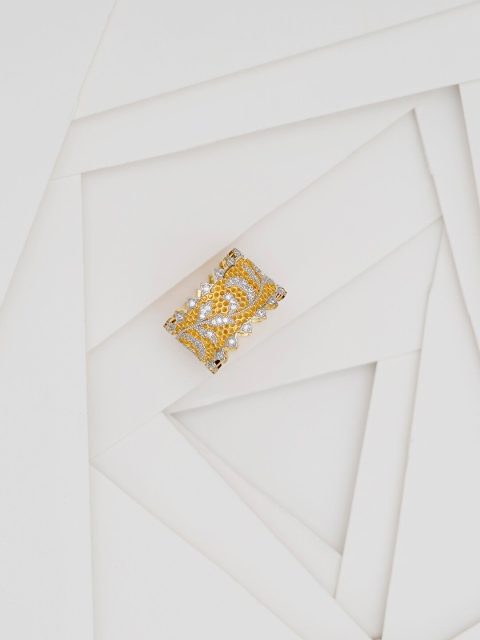 

SANGEETA BOOCHRA Women Gold-Toned & White Silver Gold Plated Ring