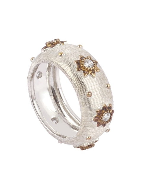 

SANGEETA BOOCHRA White & Gold-Toned Silver-Plated Handcrafted Cubic Zirconia Ring