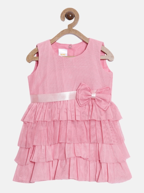 

Aomi Girls Pink Net Tiered Fit and Flare Dress