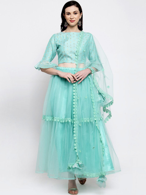

Bhama Couture Green Ready to Wear Lehenga & Blouse With Dupatta