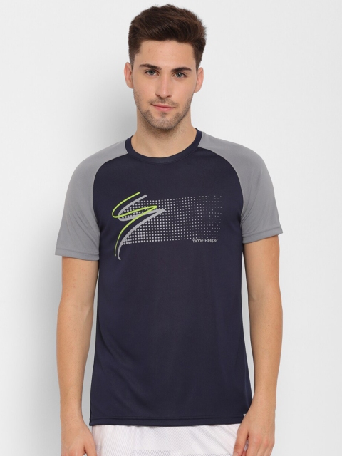 

SAPPER Men Navy Blue & Grey Printed Slim Fit T-shirt