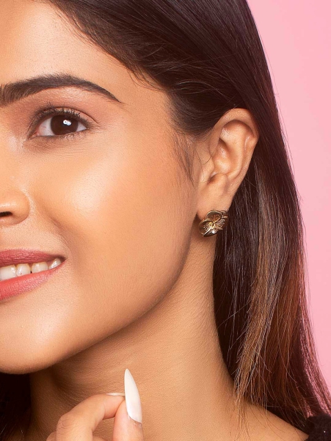 

ToniQ Gold-Toned Contemporary Studs Earrings