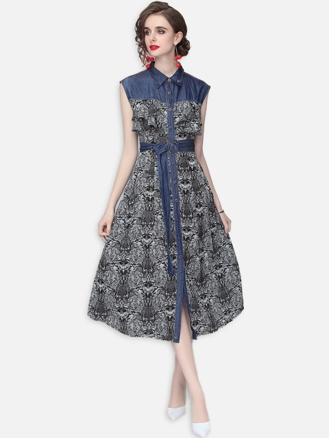 

JC Collection Black A-Line Midi Dress