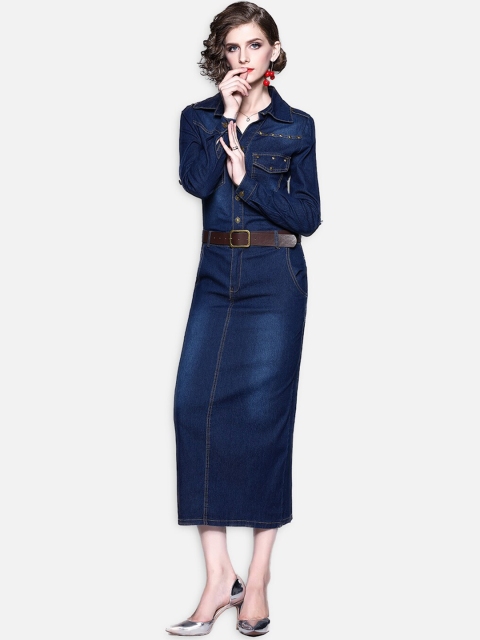 

JC Collection Blue Sheath Midi Dress