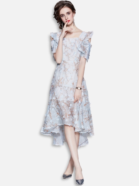 

JC Collection Blue Floral Midi Dress